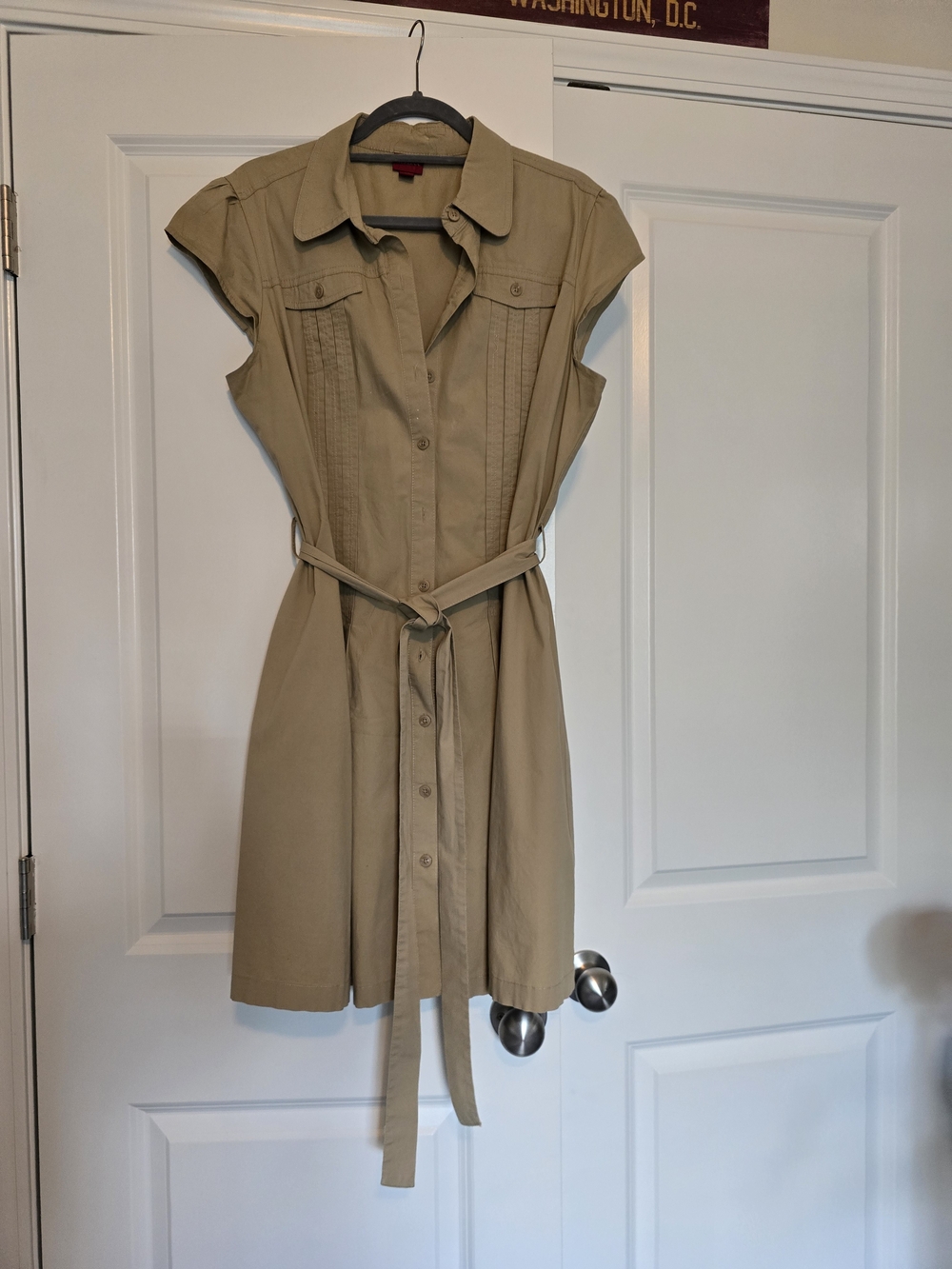 Merona Tan Button-Front Shirt Dress with Tie Belt